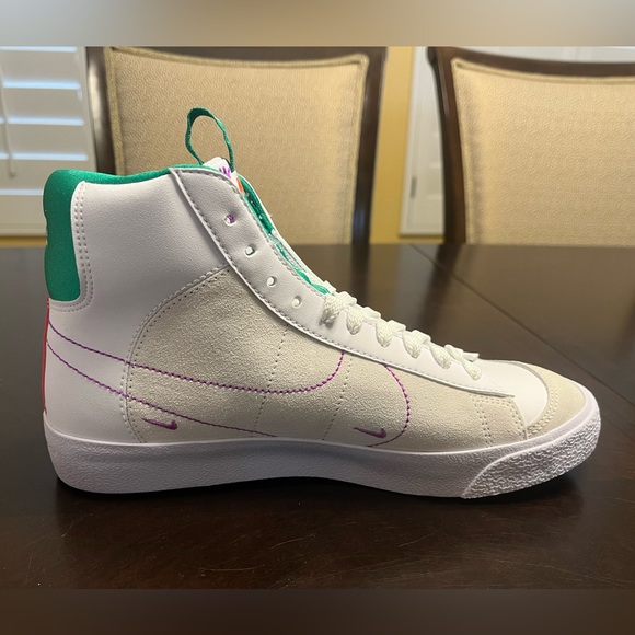 New Nike Blazer Mid 77 White Pink Fuchsia Sneaker Shoes - Picture 10 of 13